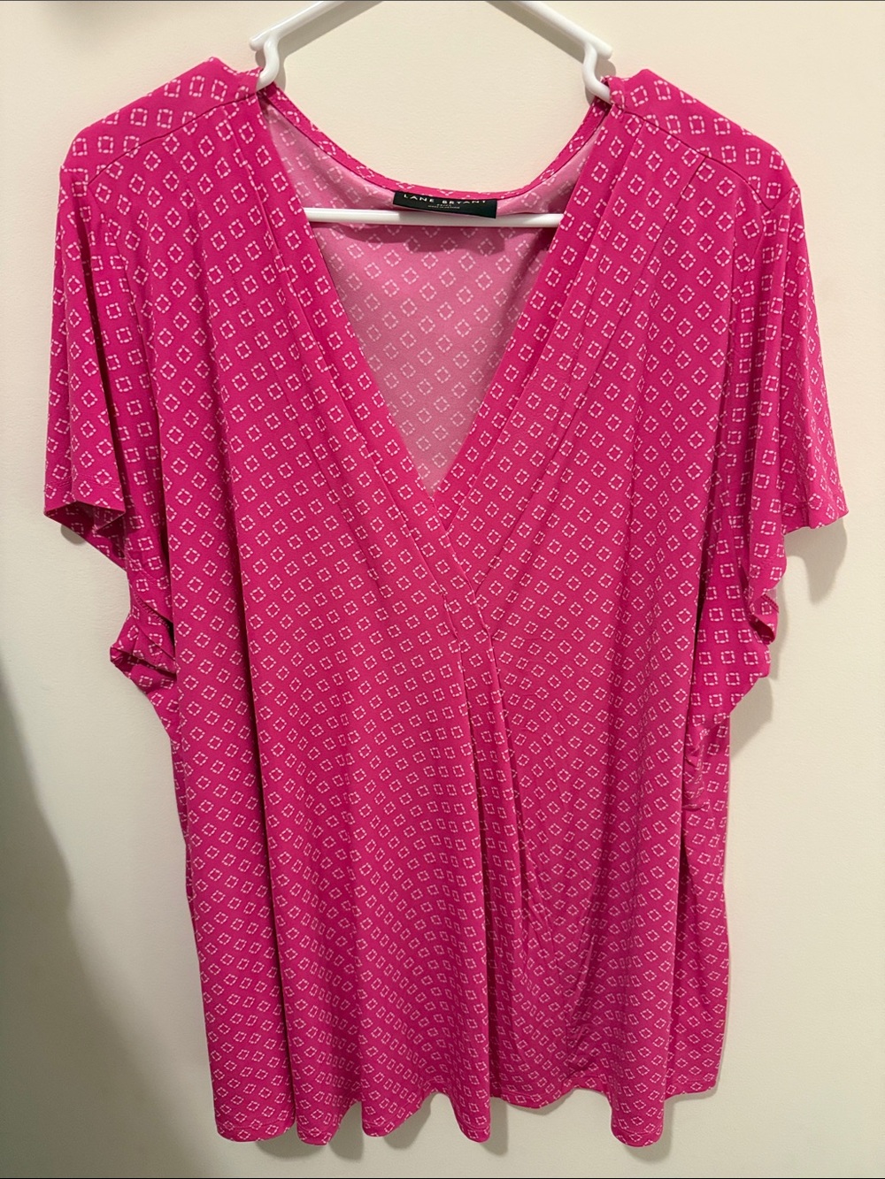 Lane Bryant Pink Short-Sleeve V-Neck Blouse